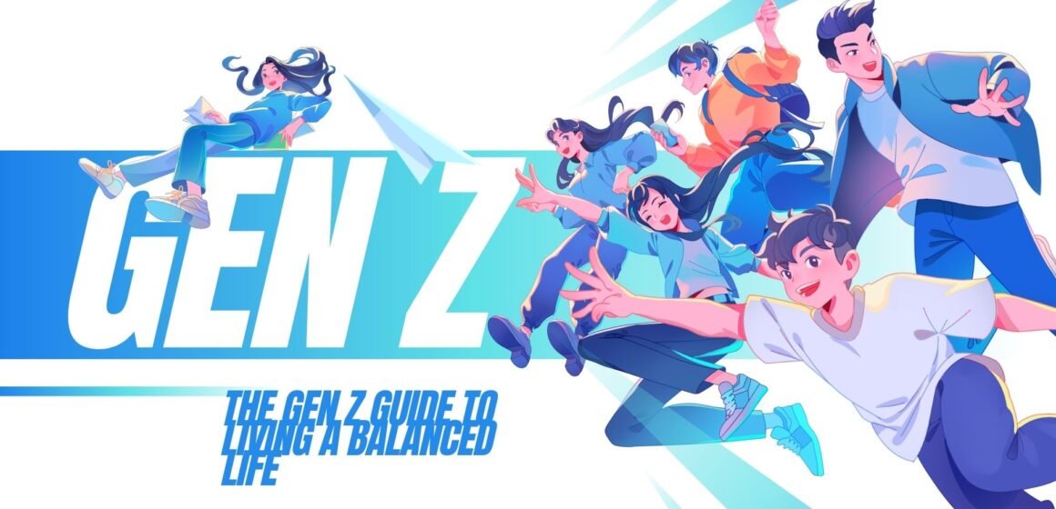 Blue White and Orange Illustrative Gen Z Presentation The Gen Z Guide to Living a Balanced Life